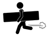 People walking with a sign | Hurry up | Contact information-Free pictograms | Black and white illustrations