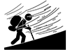 In the storm | Snowy mountains | Distress-Free pictograms | Black and white illustrations