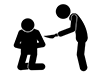 People threatened by kitchen knives | Hostages | Caught by bad guys-Free pictograms | Black and white illustrations