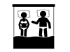 Men and women sleeping in bed | Underwear | Speaking-Free pictograms | Black and white illustrations