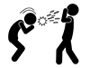 Sneeze | A lot of dirty spit flies | Mouth suppressor-Free pictogram | Black and white illustration
