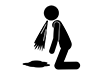A man who gets drunk and collapses | Vomiting | Headache-Free pictogram | Black and white illustration