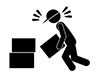 忙しい宅配便のお兄さん | 荷物を運ぶ | 配達する - 無料ピクトグラム｜白黒イラスト