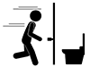 トイレに駆け込む | おしっこがちかくなる | 夜中に起きる - 無料ピクトグラム｜白黒イラスト