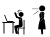 部屋に突然母親 | 動画を見ていた | びっくりする - 無料ピクトグラム｜白黒イラスト