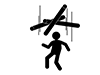上空から物が落ちてくる | 工事現場 | 危険 - 無料ピクトグラム｜白黒イラスト