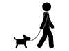 犬/散歩  - 無料ピクトグラム｜白黒イラスト