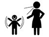 駄々をこねる子供  - 無料ピクトグラム｜白黒イラスト